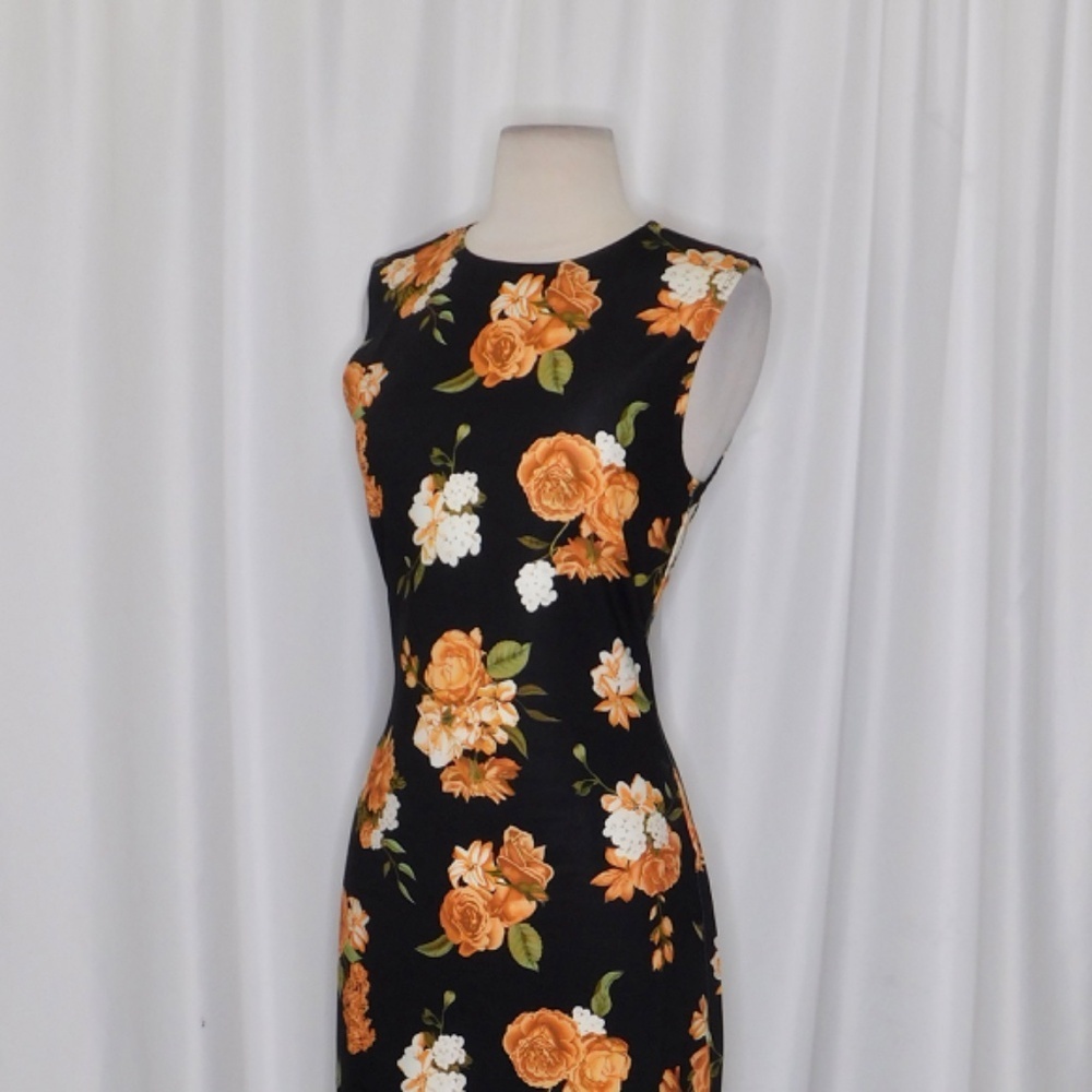 NWT!! WEWOREWHAT Muscle Tank Midi Dress Black Floral Stretch Cottagecore Medium - Picture 7 of 16